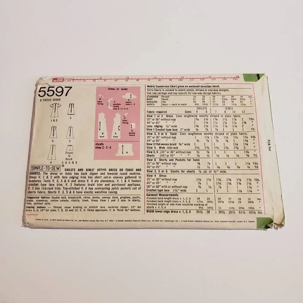 Vintage Simplicity Sewing Pattern - Picture 2 of 3